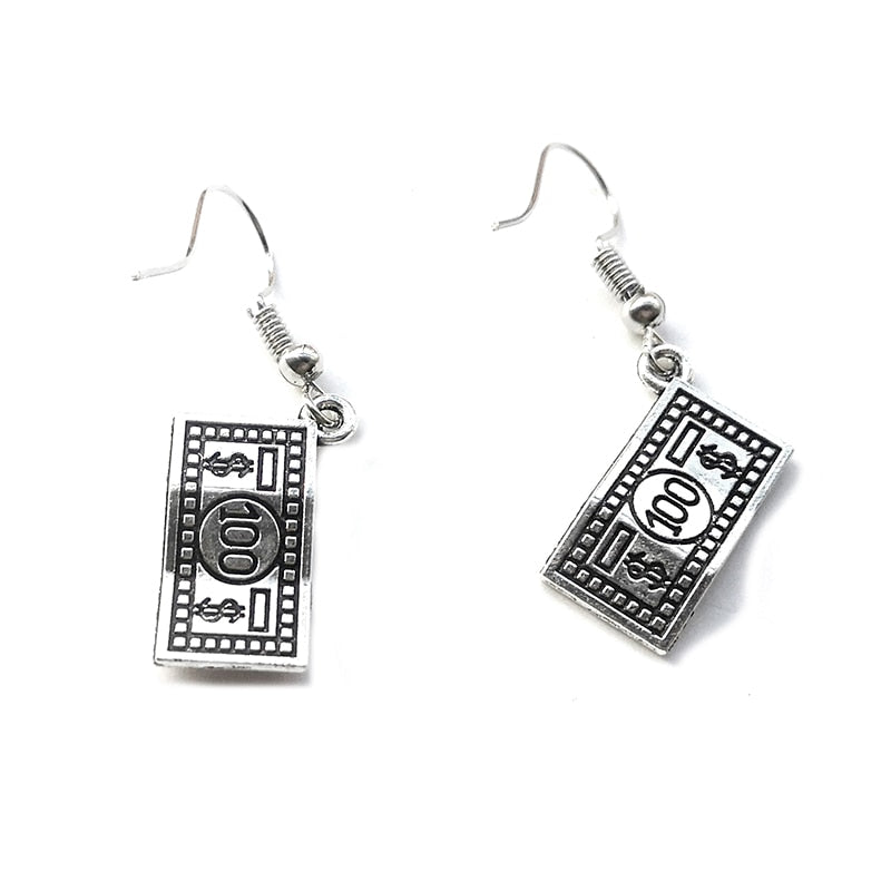 Creative Design Metal Dollar Design Drop Earrings Women Creativity Jewelry Cute