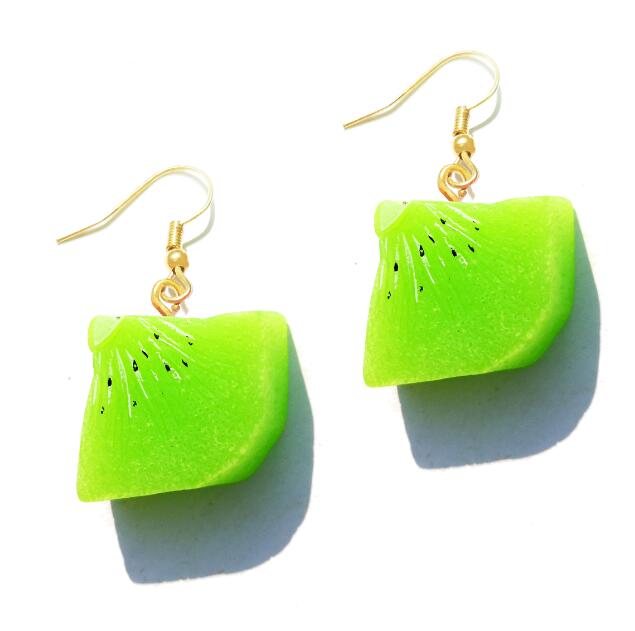 Kiwi Slice Resin Handmade Drop Earrings Cartoon Art Women Party Jewelry Ear