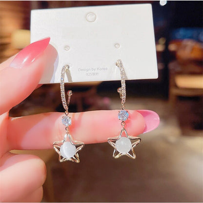 Star Moonstone Lady Cute Dangle Earrings for Women Jewelry Girls Earrings