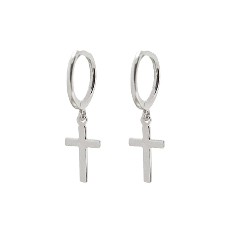 Silver-color Cross Piercing Cartilage Earrings Women Girl Fashion Trendy Jewelry