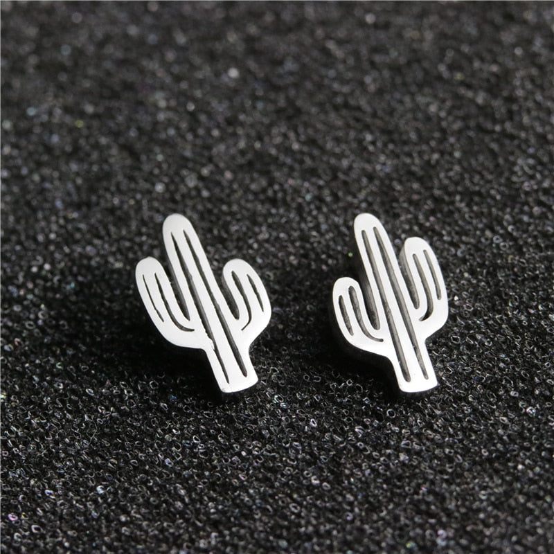 Cactus Stainless Steel Earrings Women Jewelry Small Studs Gifts Earring