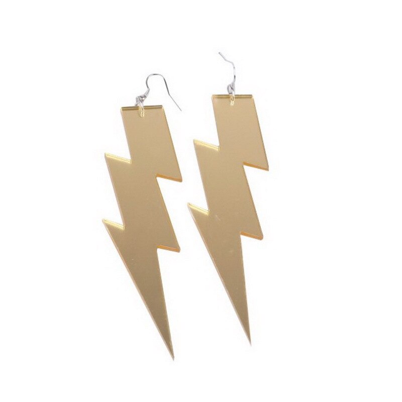 Golden Color Lightning Acrylic Dangle Earrings Women Girl Fashion Trendy Jewelry