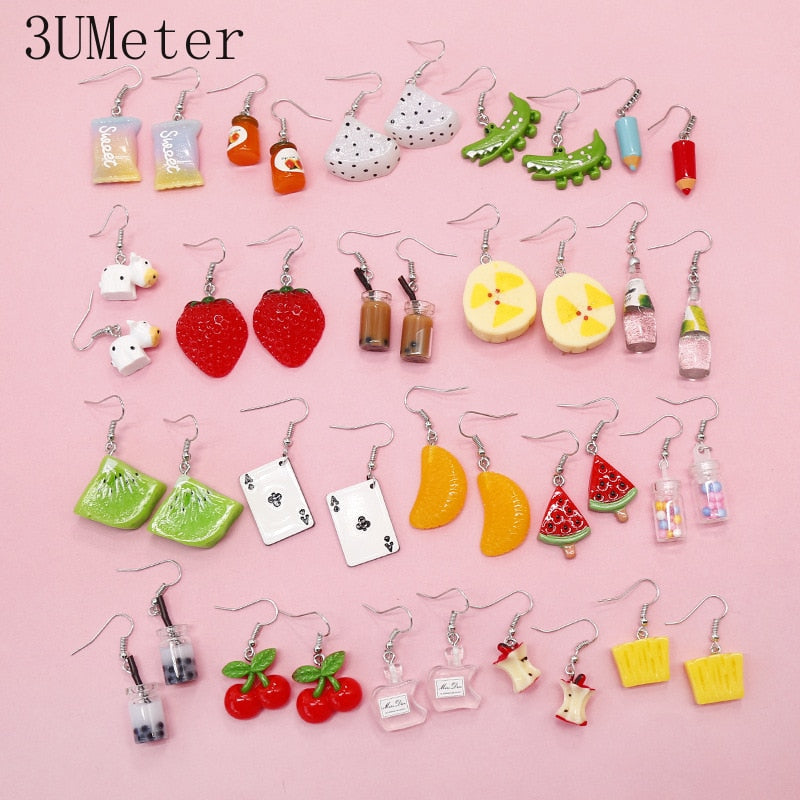 20 Styles Funny Design Fruits Animals Dangle Earrings Fashion Party Girls