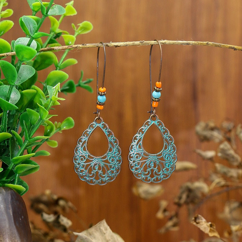 Hollow Decor Drop Shape Charm Earrings For Women Girl Fashion Modern Jewelry