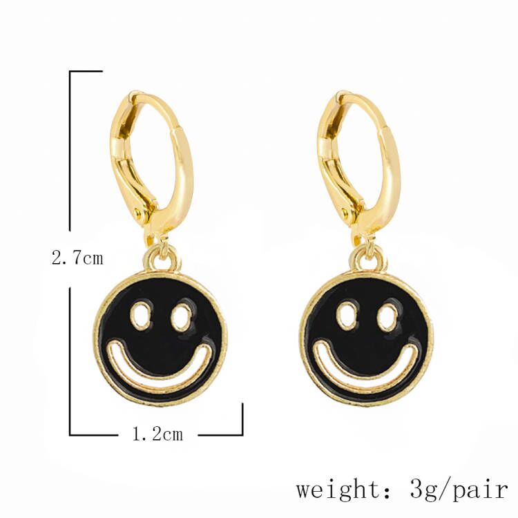 Black Smile Pendant Drop Earrings Women Girl Fashion Trendy Jewelry Accessories