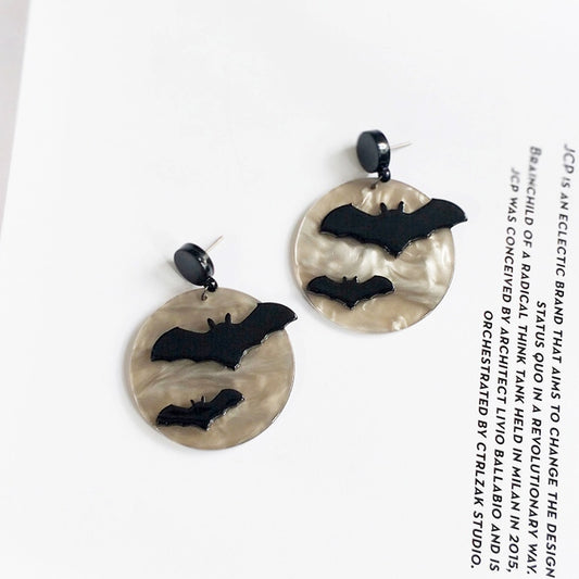 Bats Moon Halloween Drop Earrings Cartoon Art Women Party Jewelry Ear Fashion