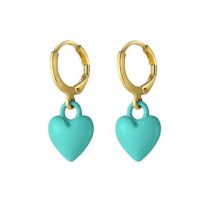 Mint Green Heart Dangle Earrings Fashion Party Girls Pendant Earrings Women