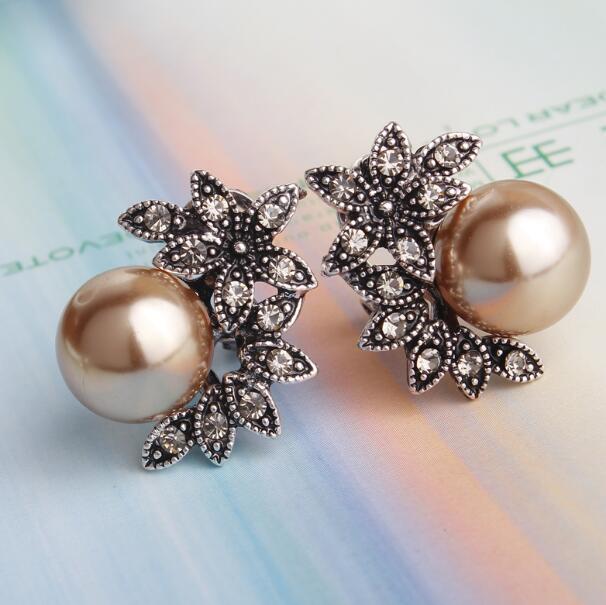 Champagne Pearl Drop Earrings Modern Women Stylish Gift Jewelry Ear Fashion