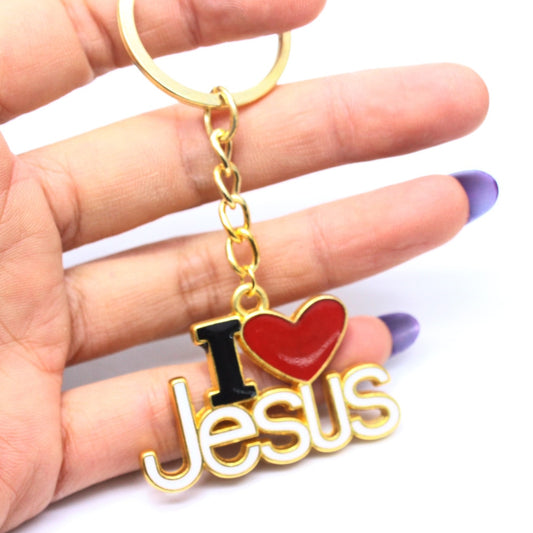 I Love Jesus Dripping Oil Keychains Creative Keyholder Christian Gifts Key Chain