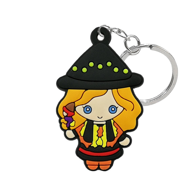 10 Styles PVC Cute Witch cartoon figure key holder magic anime keychains charms