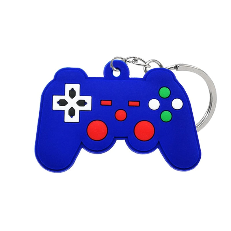 Blue Red Gamepad PVC Keyring Cute Cartoon Style Keychains Bag Car Pendant