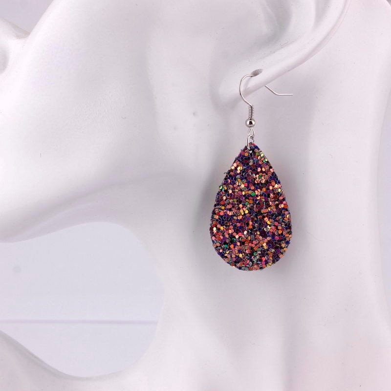 Multicolor Sparkly Glitter Drop Shape Dangle Earrings for Fashion Stylish
