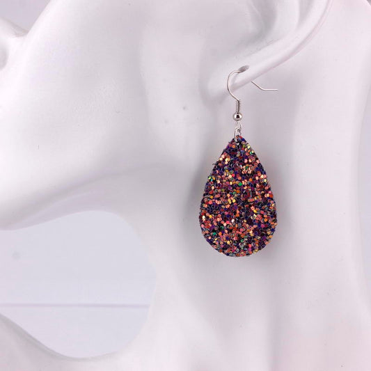 Multicolor Sparkly Glitter Drop Shape Dangle Earrings for Fashion Stylish