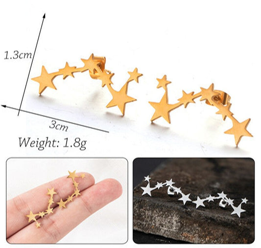 Stars Art DIY Stud Earrings Girls Ear Ornaments Stainless Steel Jewlery Gifts