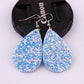 Snow Blue Sparkly Glitter Drop Shape Dangle Earrings for Fashion Stylish Jewelry