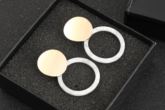 Ivory Ring Design Dangle Earrings Women Girl Fashion Trendy Jewelry Accessories