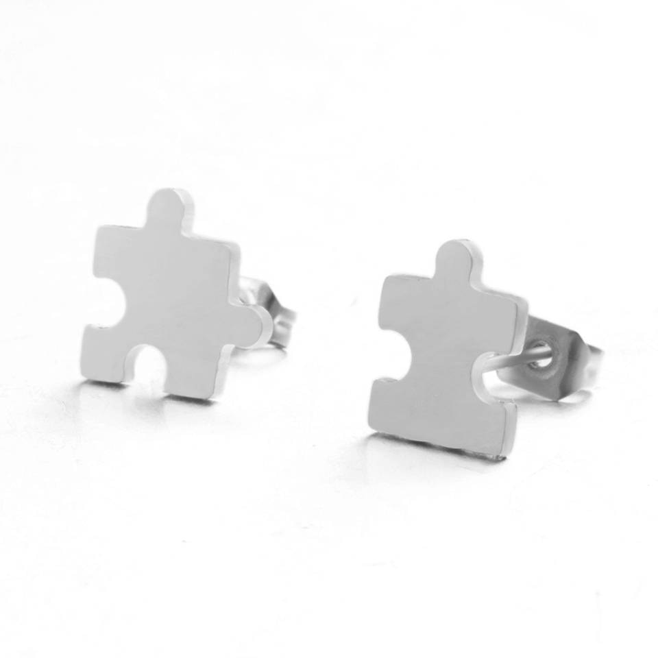 Puzzles Studs Earring Cute Female Ear Ornament Charm Jewelry Accessory