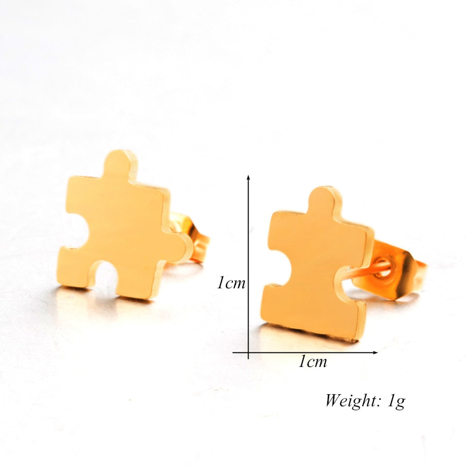 Puzzles Studs Earring Cute Female Ear Ornament Charm Jewelry Accessory