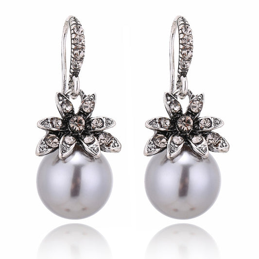 Grey Pearl Drop Earrings Modern Women Stylish Gift Jewelry Ear Fashion Pendant