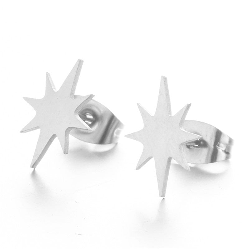 Cartoon Art Stud earrings Women Girl Party Stainless Steel Jewelry