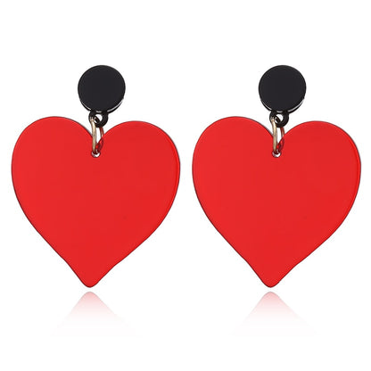 Colorful Acrylic Heart Dangle Earrings Cartoon Ear Pendants Accessories Women