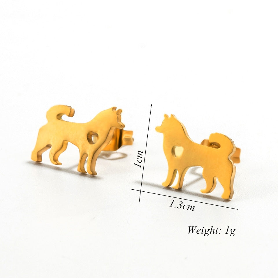 Stainless Steel Doggy Stud Earrings For Women girls Ear Ornaments jewelry