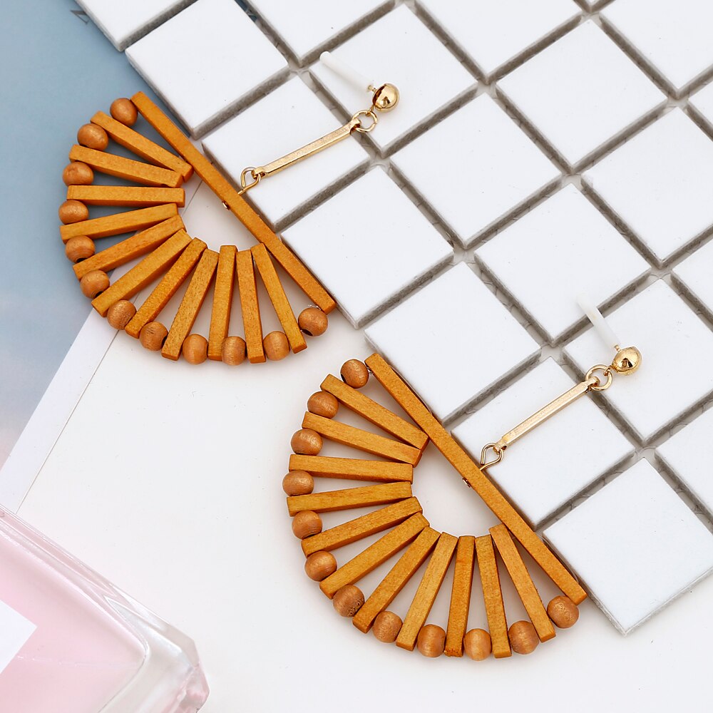 14 Styles Geometric Bamboo Round Party Statement Drop Earrings Modern Women