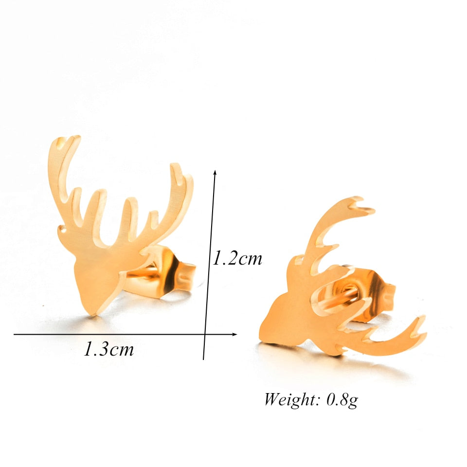 Antlers Mini Studs Earring Cute Female Ear Ornament Charm Jewelry Accessory