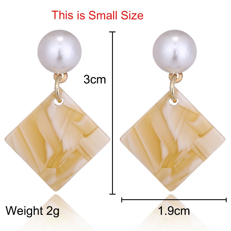 Simple Square Acrylic Pendant Drop Earrings Women Girl Party Gift Fashion Ear