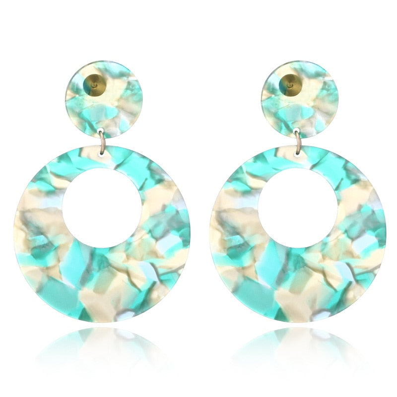Colorful Acrylic Stone Pattern Classic Drop Earrings Modern Women Stylish Gift