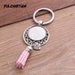 9 Color Tassels Key Rings Chain Filligree Fit Round 25mm Logo Pendant Diy