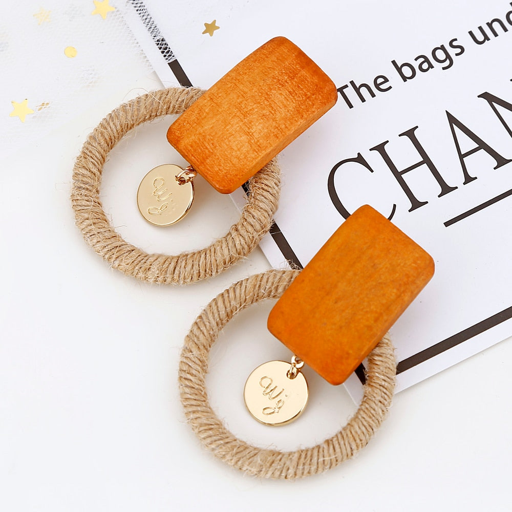 14 Styles Geometric Bamboo Round Party Statement Drop Earrings Modern Women