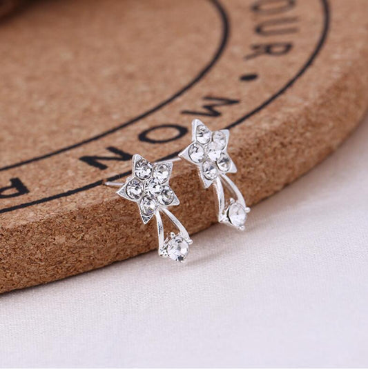 Rhinestone Star Stud Earrings Women Art Fashion Cartoon Earrings Creative