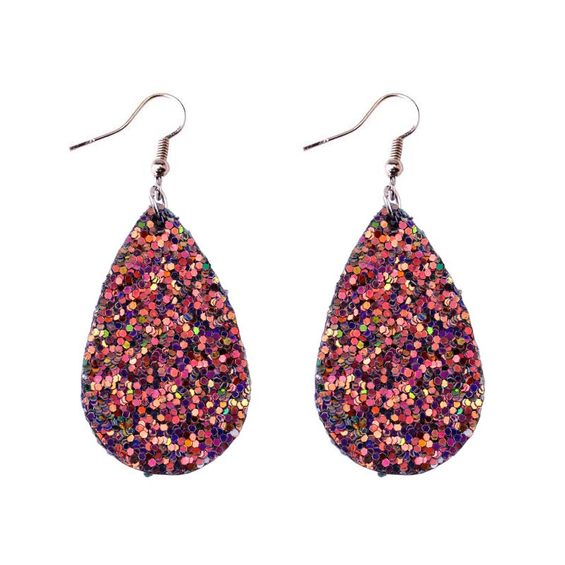 Glitter Sparkling Water Drop Shaped Lady Cute Dangle Earrings for Women Jewelry