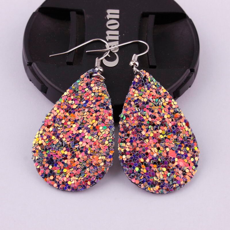 Glitter Sparkling Water Drop Shaped Lady Cute Dangle Earrings for Women Jewelry