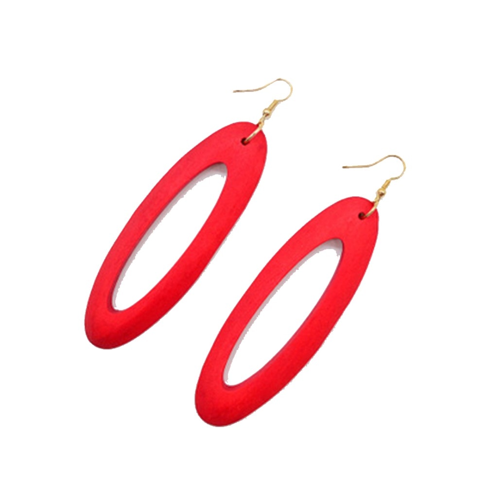 4 Colors Wooden Oval Dangle Earrings Fashion Party Girls Pendant Earrings Women