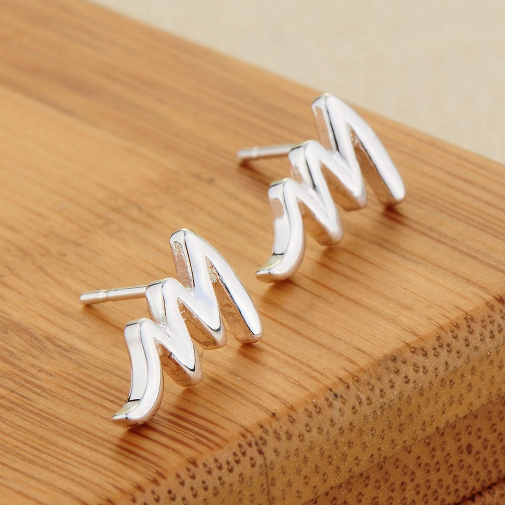 Curving W Shape Stud Earrings Ear Studs Women fashion jewelry earrings