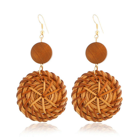 Bamboo Braided Drop Earrings Modern Women Stylish Gift Jewelry Ear Fashion