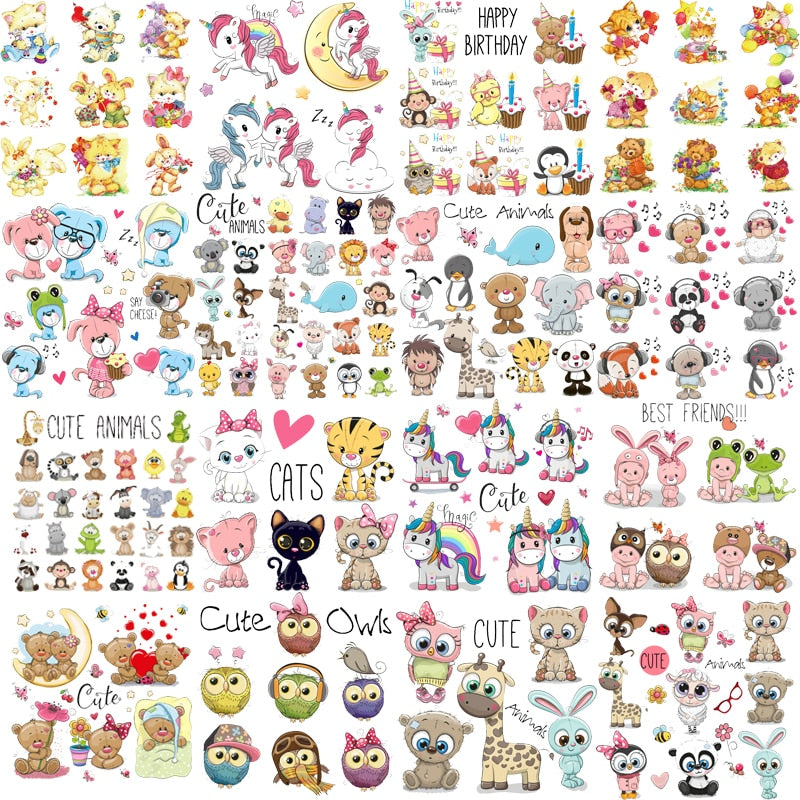 46 Styles Iron on Cute Animal Patches Set for Kids Clothing DIY T-shirt Applique