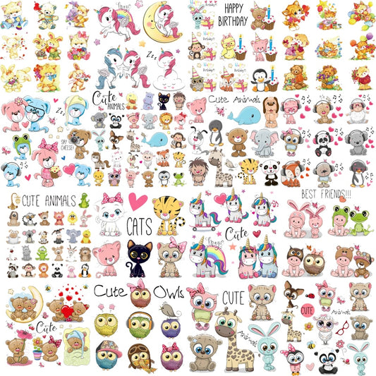 46 Styles Iron on Cute Animal Patches Set for Kids Clothing DIY T-shirt Applique