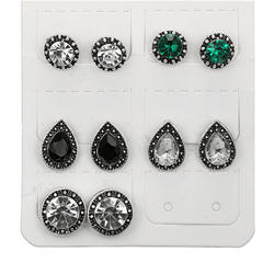 5pairs Rhinestone Decor Earrings for Women Girls Ear Studs Jewelry Gift Fashion