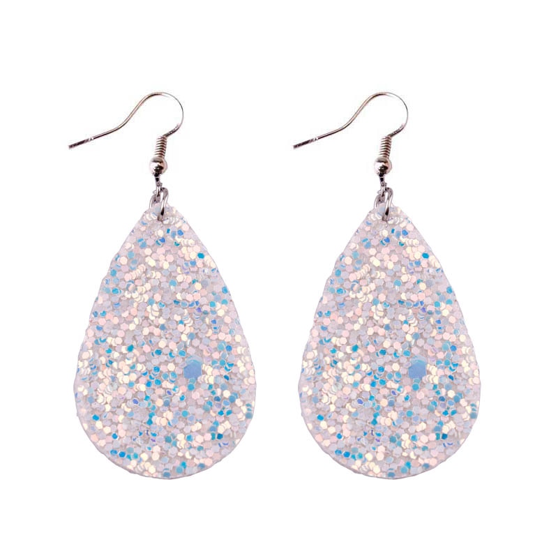 Glitter Sparkling Water Drop Shaped Lady Cute Dangle Earrings for Women Jewelry