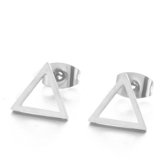 Small Shape Triangle Stud earrings Women Girl Party Stainless Steel Jewelry