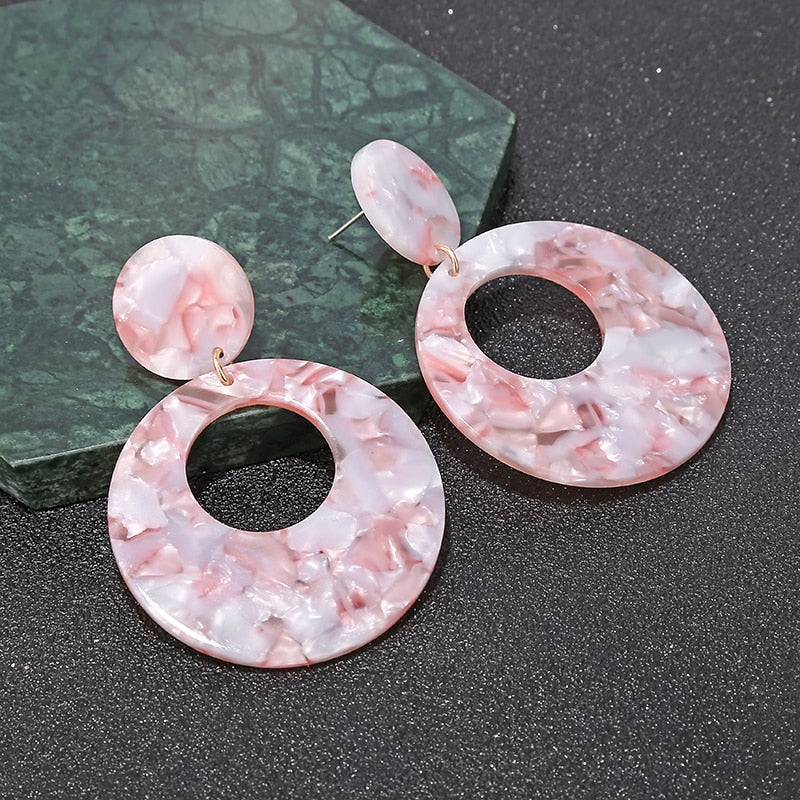 Colorful Acrylic Stone Pattern Classic Drop Earrings Modern Women Stylish Gift