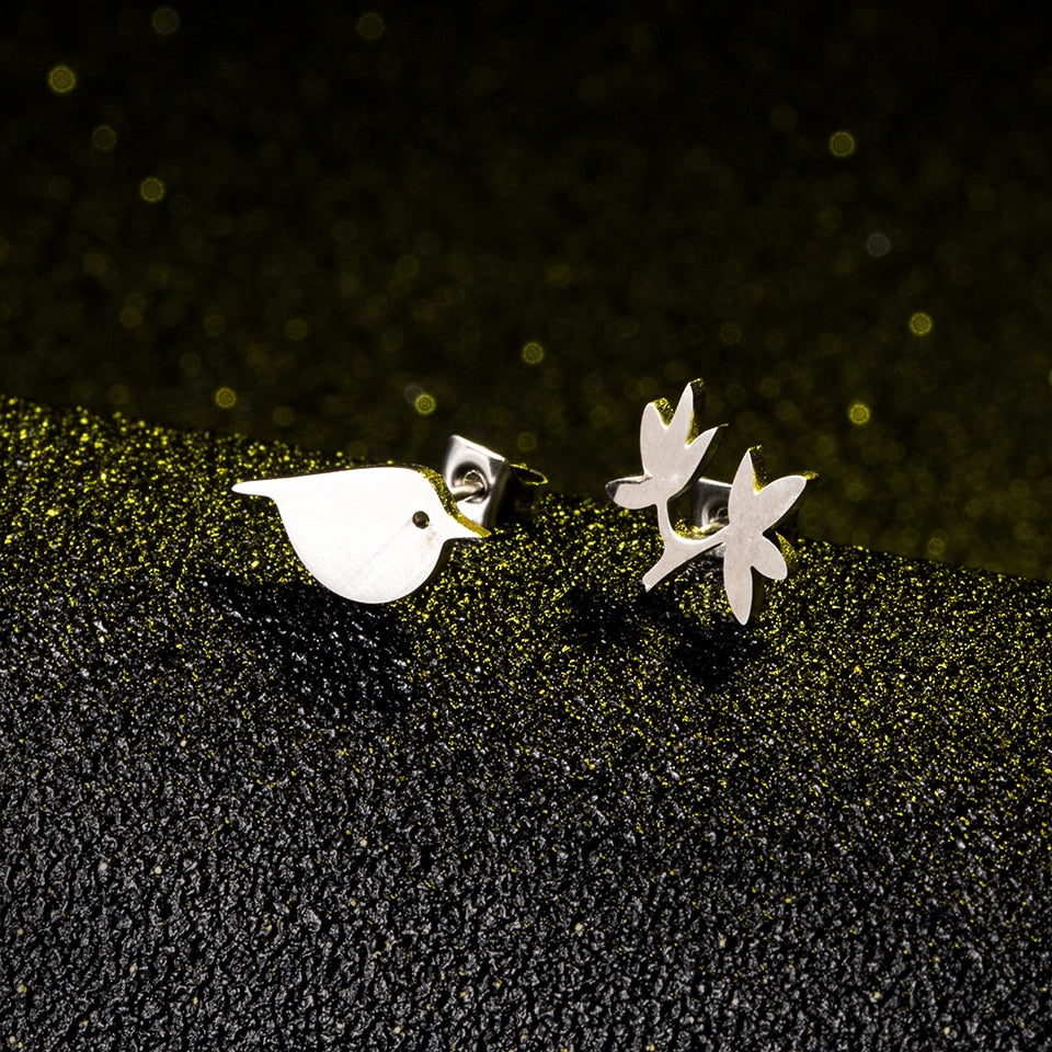 Creative Branch Bird Stud Earring Wedding Party Birthday Gift Jewelry Cute