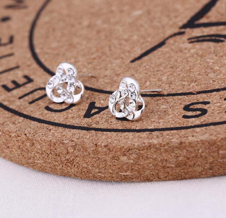 Rhinestone Twist Stud Earrings Women Art Fashion Cartoon Earrings Creative