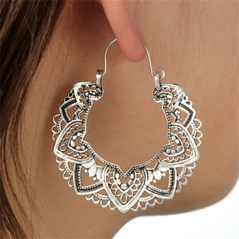 Vintage Ethnic Earring Geometric Antique Hoop Dangle Earrings Trendy Women