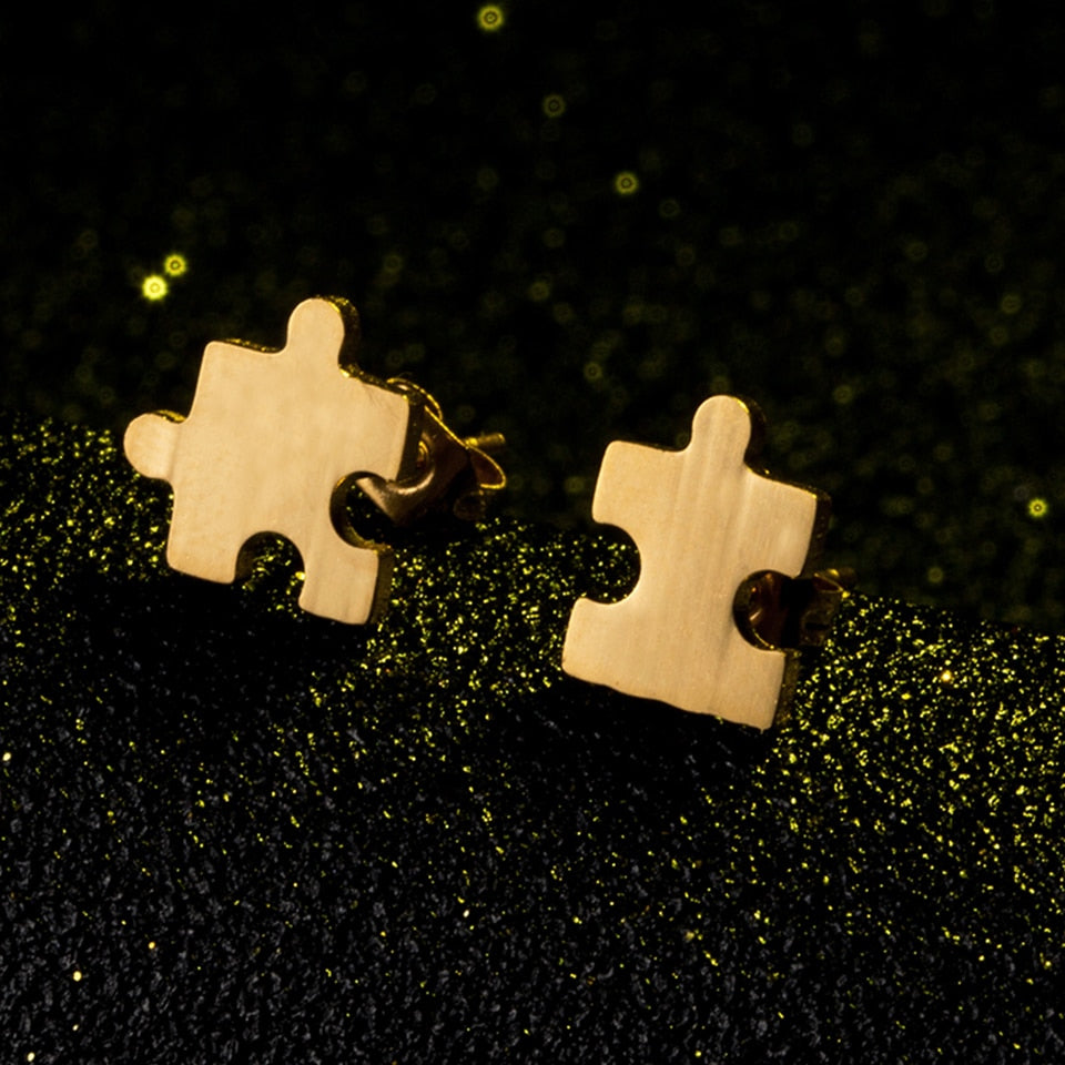 Puzzles Studs Earring Cute Female Ear Ornament Charm Jewelry Accessory