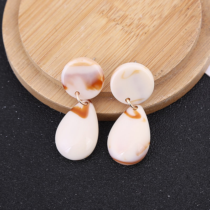 Resin Tortoiseshell Acrylic Water Drop Earrings Women Girl Party Gift Fashion