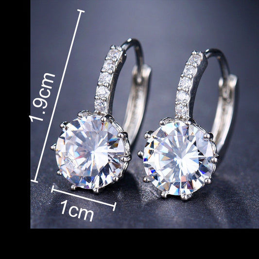 Zirconia Element Stud Earrings White Fashion Jewelry Girl Accessories